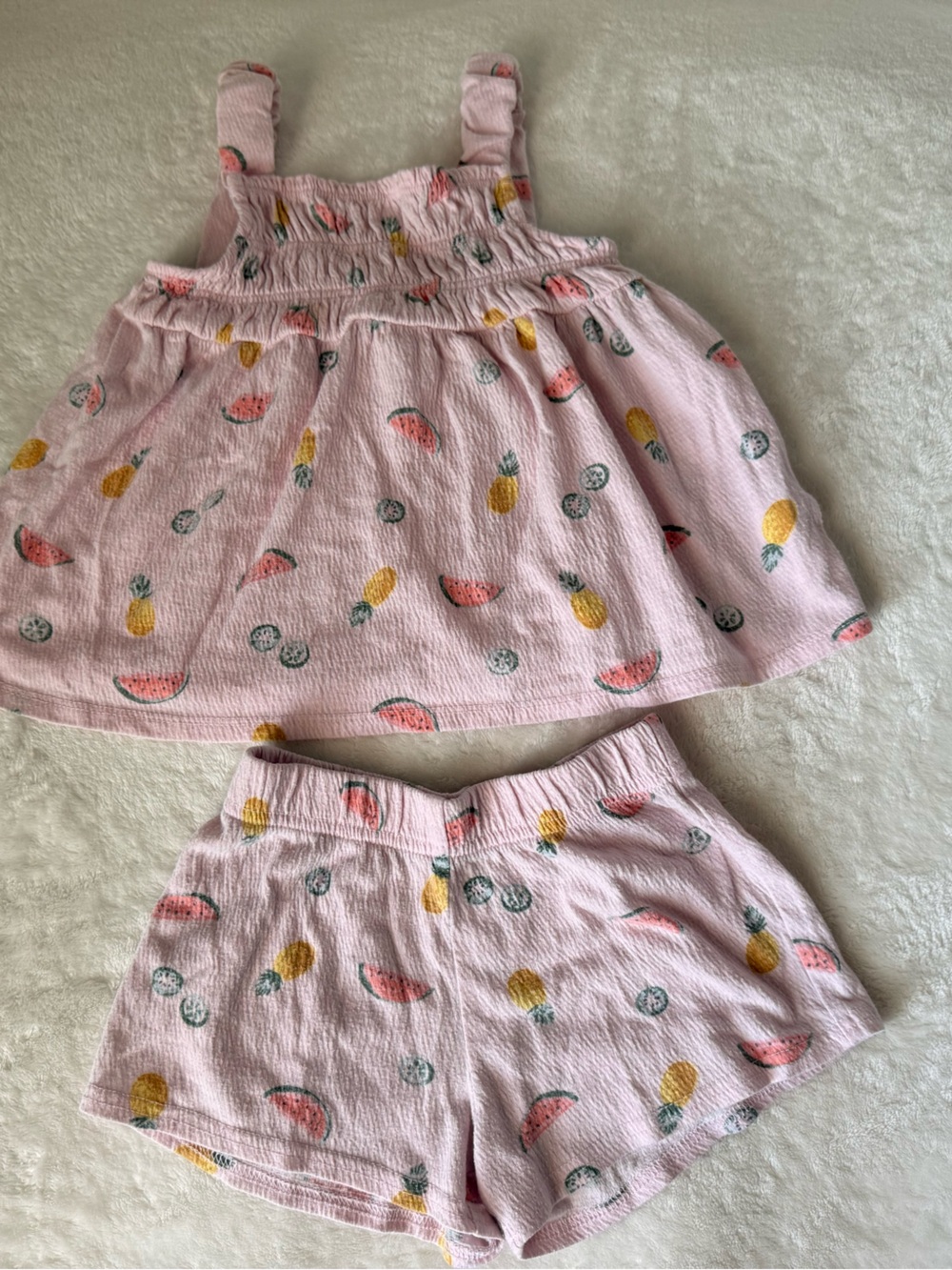 Carter's Pink Fruit Print Tank & Shorts Set 3T 🍉